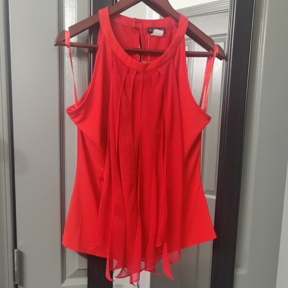 VENUS Tops - VENUS Vibrant Red Sleeveless Blouse W/ Fringe